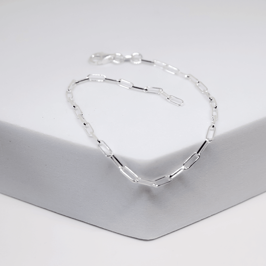 Paper Clip Bracelet - Silver - Indigo Finery