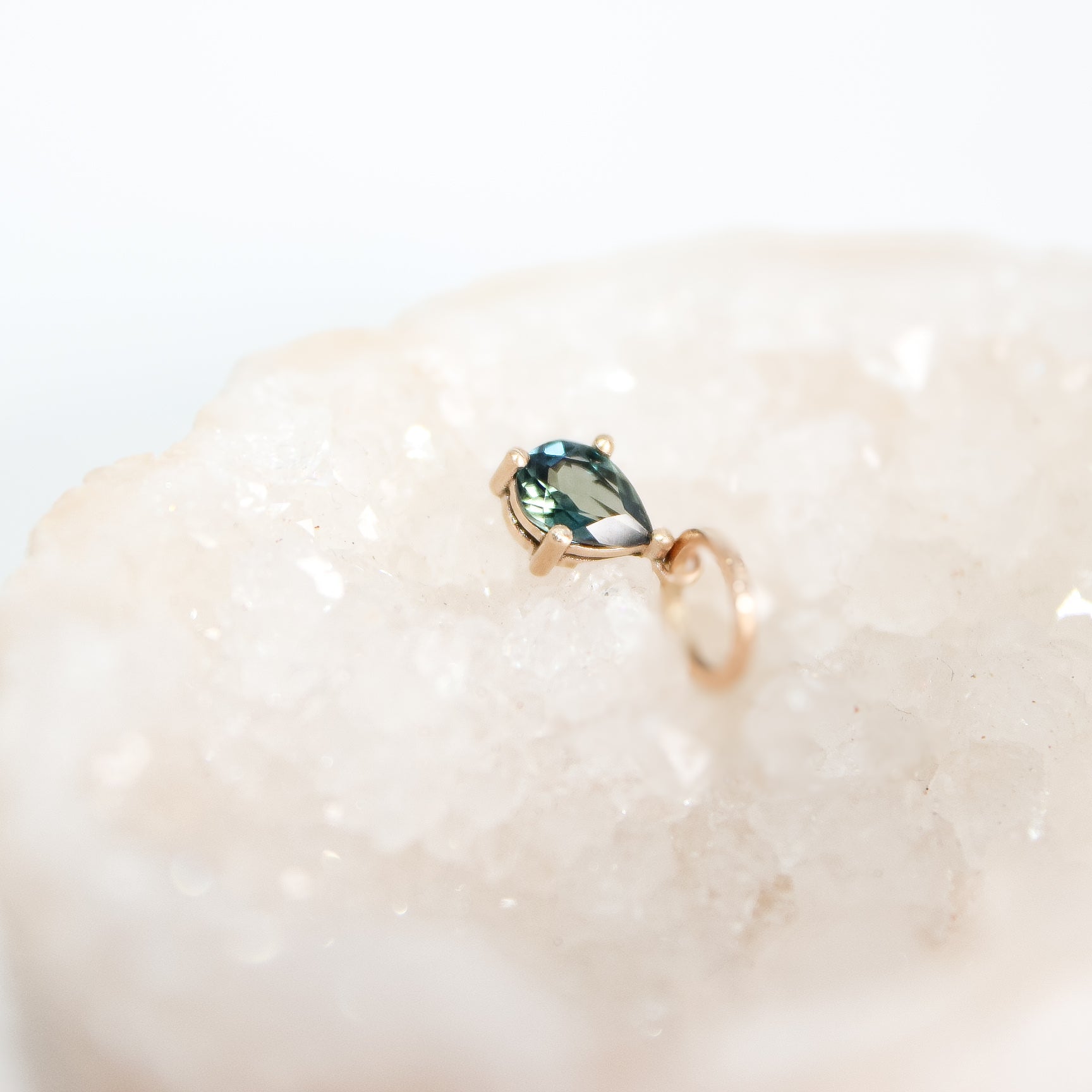 Teal Sapphire; 9ct yellow gold; Pendant; Charm; Indigo Finery; Fine Jewellery; Natural Sapphire