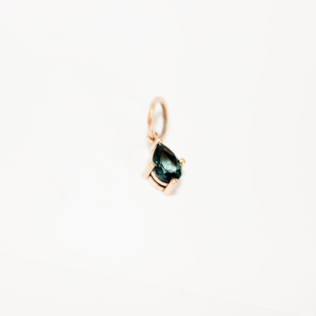 Teal Sapphire; 9ct yellow gold; Pendant; Charm; Indigo Finery; Fine Jewellery; Natural Sapphire