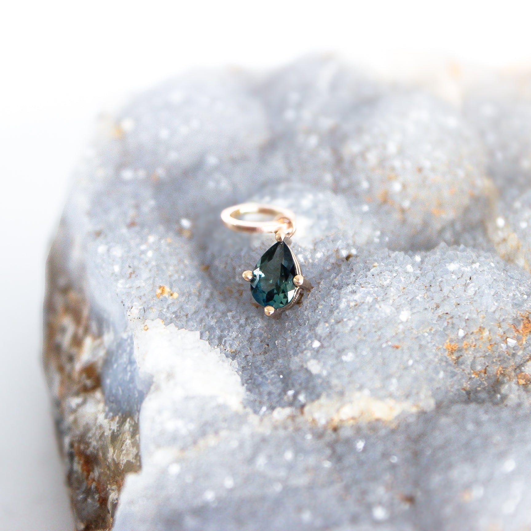 Teal Sapphire; 9ct yellow gold; Pendant; Charm; Indigo Finery; Fine Jewellery; Natural Sapphire