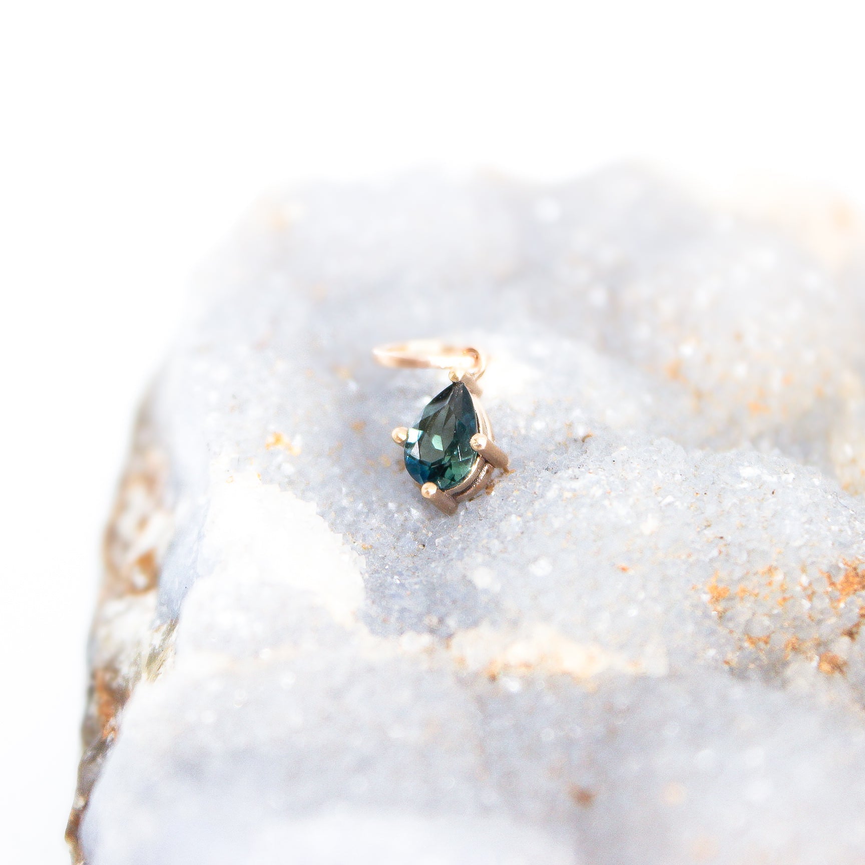 Teal Sapphire; 9ct yellow gold; Pendant; Charm; Indigo Finery; Fine Jewellery; Natural Sapphire