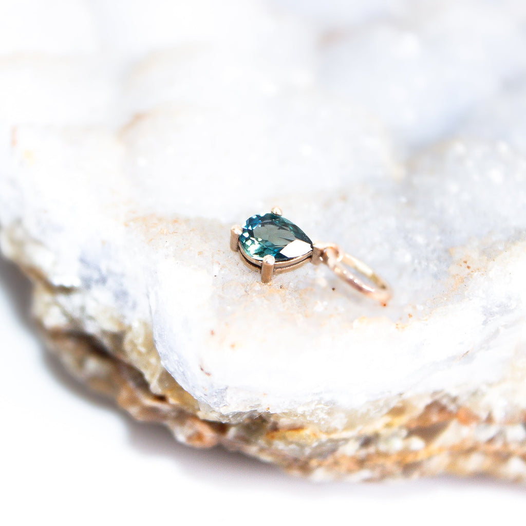 Teal Sapphire; 9ct yellow gold; Pendant; Charm; Indigo Finery; Fine Jewellery; Natural Sapphire