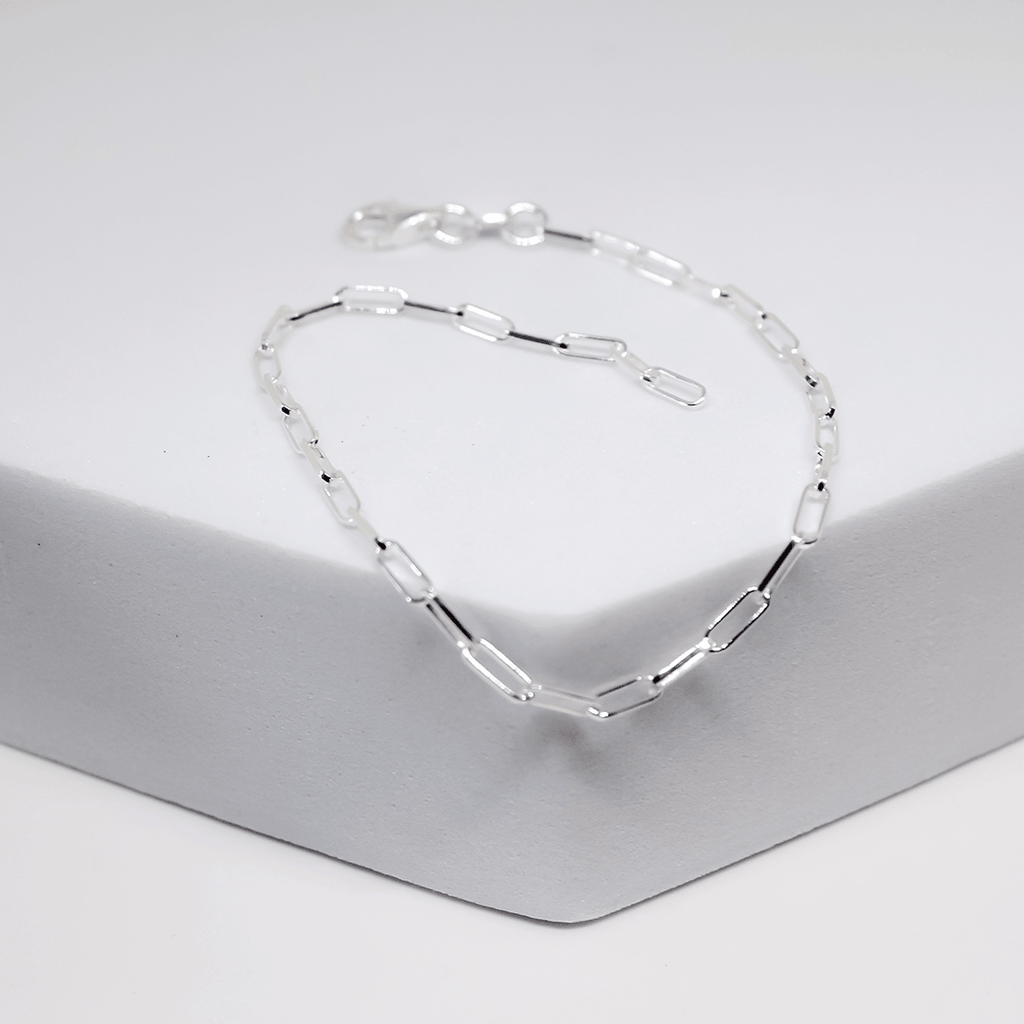 Paper Clip Bracelet - Silver - Indigo Finery