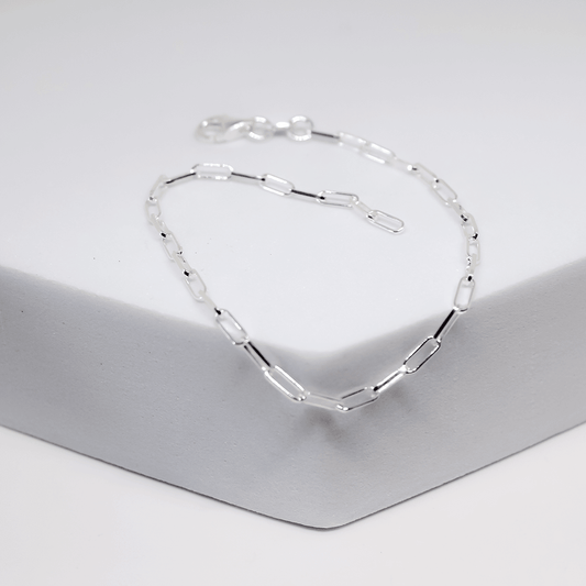 Paper Clip Bracelet - Silver - Indigo Finery