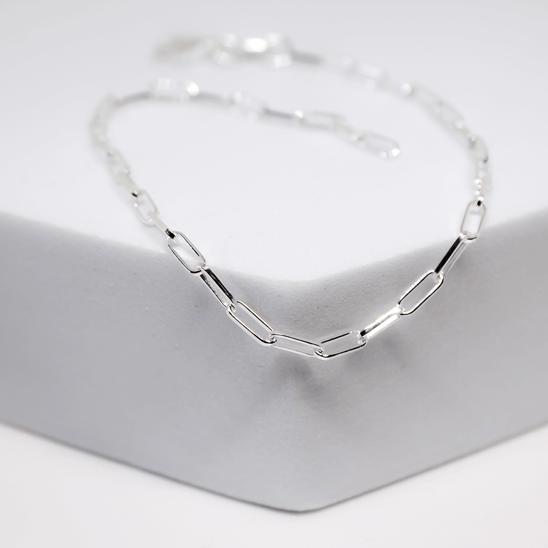 Paper Clip Bracelet - Silver - Indigo Finery