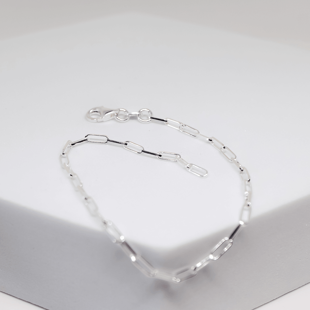 Paper Clip Bracelet - Silver - Indigo Finery