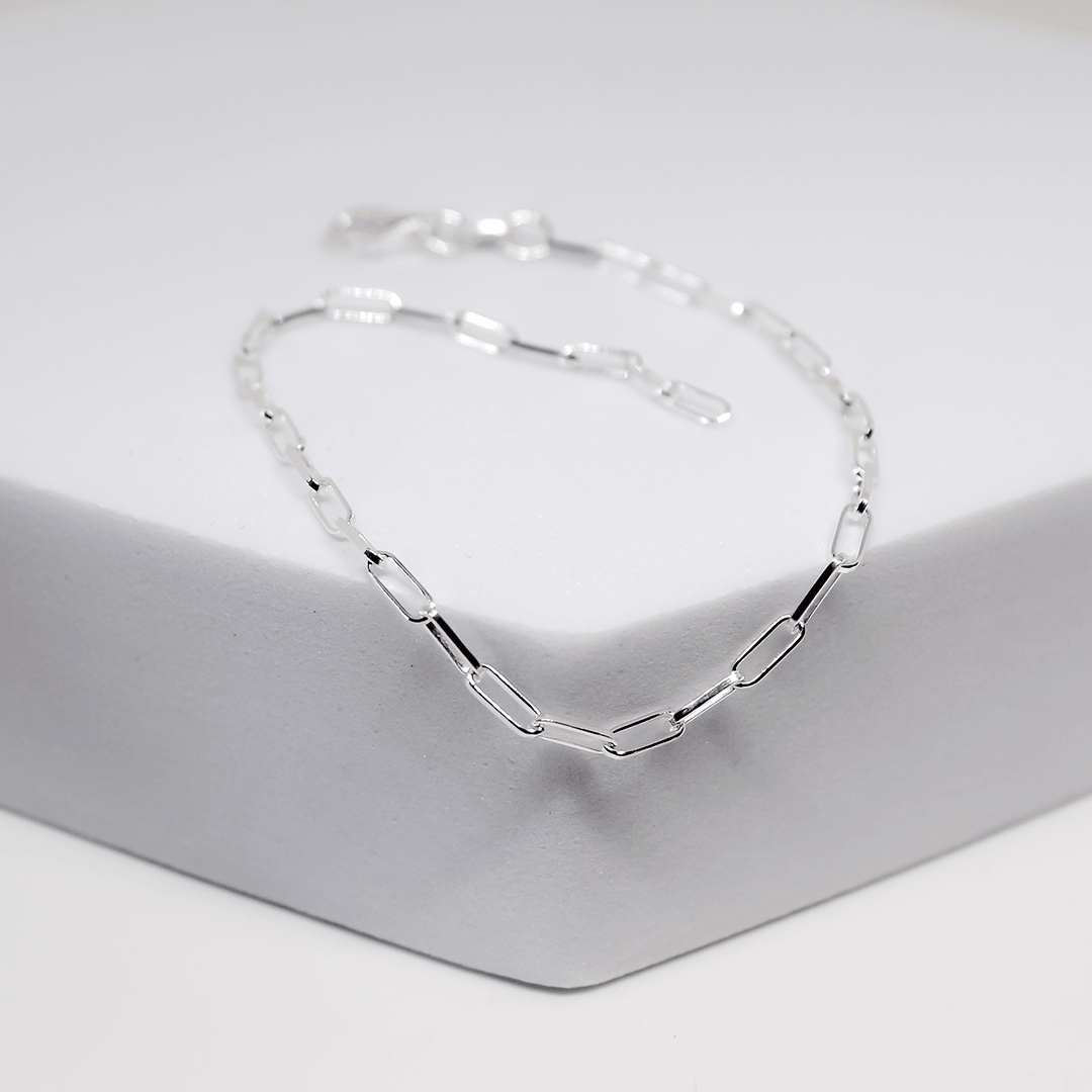 Paper Clip Bracelet - Silver - Indigo Finery